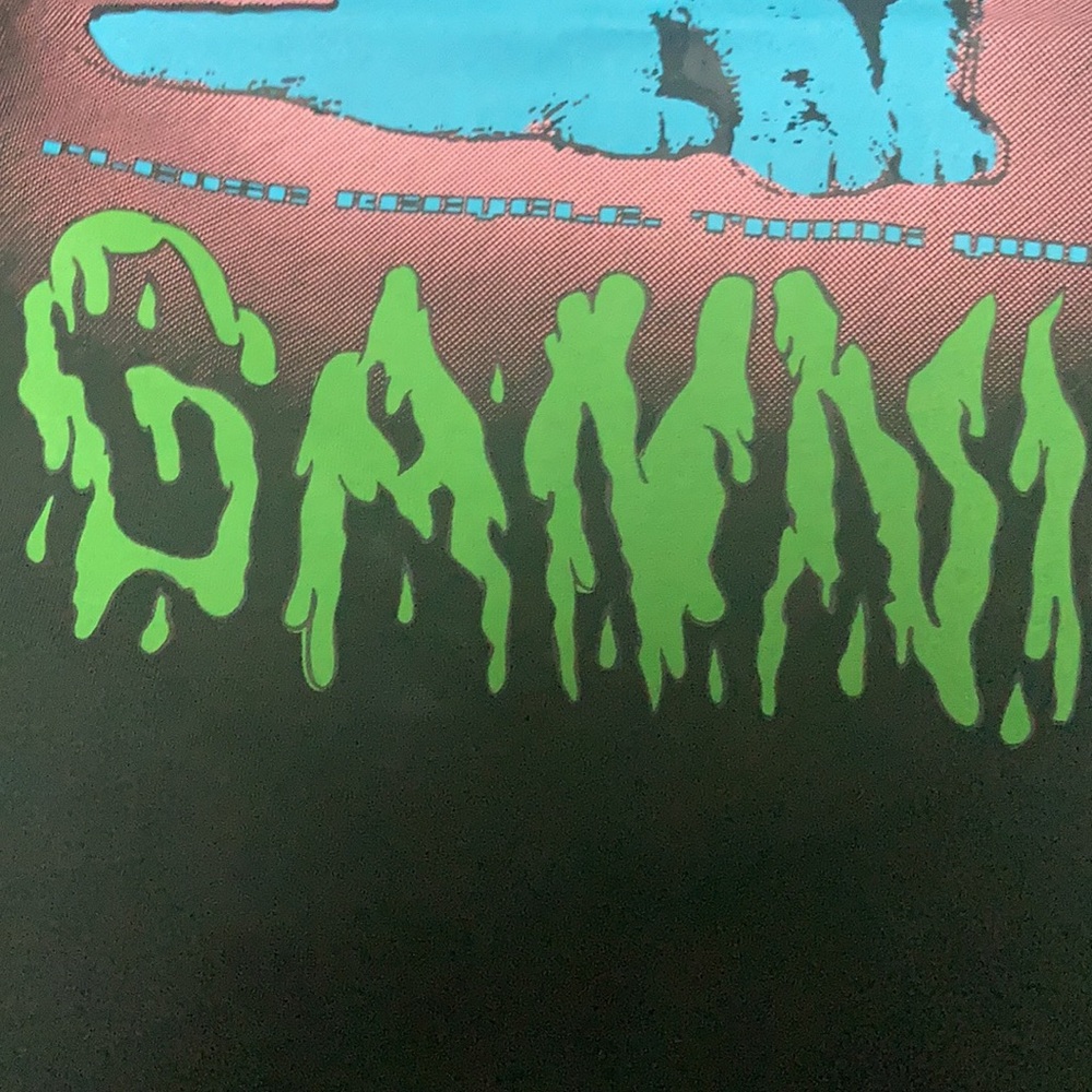 Ganni Black Blue Kitten Drippy Logo T-shirt | NWT Designer casual Essential Larg - Picture 6 of 6